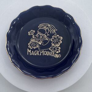 Vintage Magic Mountain Miniature Trinket Dish Plate 4” Souvenir Memorabilia